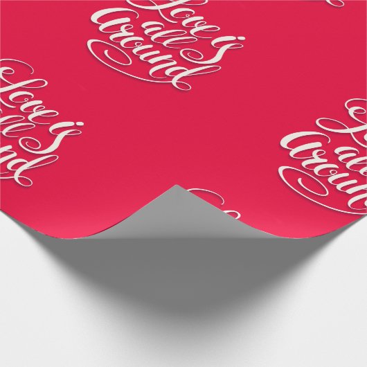 Liefde zit allemaal rond het script dat roze laat  cadeaupapier (Hoek)