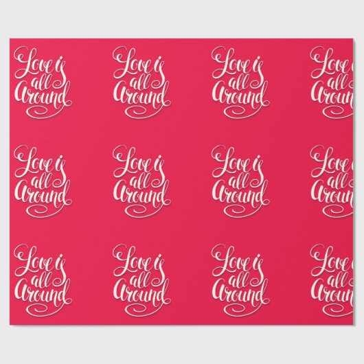 Liefde zit allemaal rond het script dat roze laat cadeaupapier (Vlak)