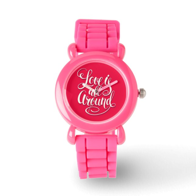 Liefde zit allemaal rond het script dat roze laat  horloge (Voorkant)