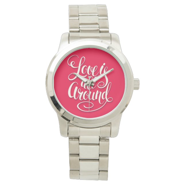 Liefde zit allemaal rond het script dat roze laat  horloge (Voorkant)