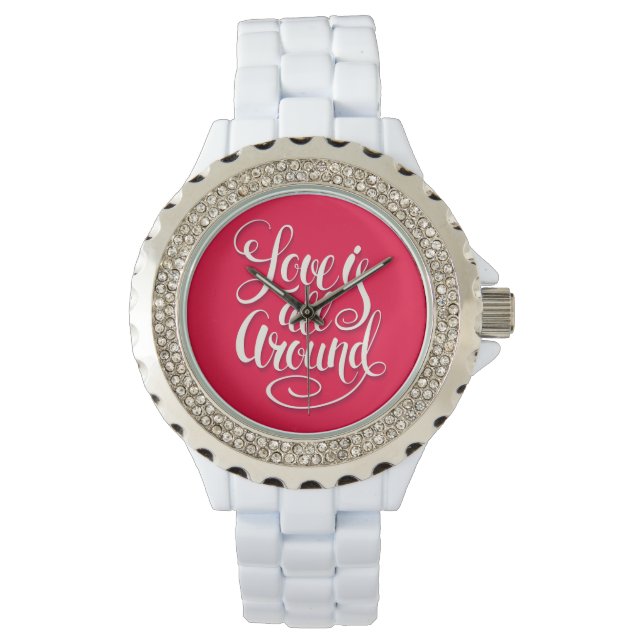 Liefde zit allemaal rond het script dat roze laat  horloge (Voorkant)