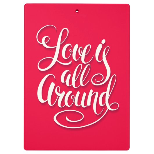 Liefde zit allemaal rond het script dat roze laat  klembord (Achterkant)