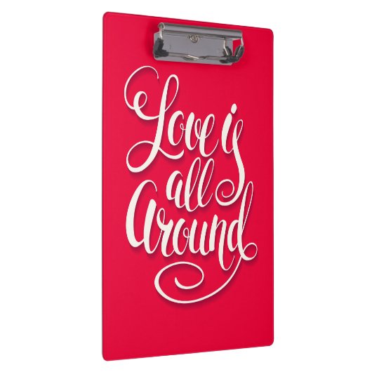 Liefde zit allemaal rond het script dat roze laat  klembord (Rechts)