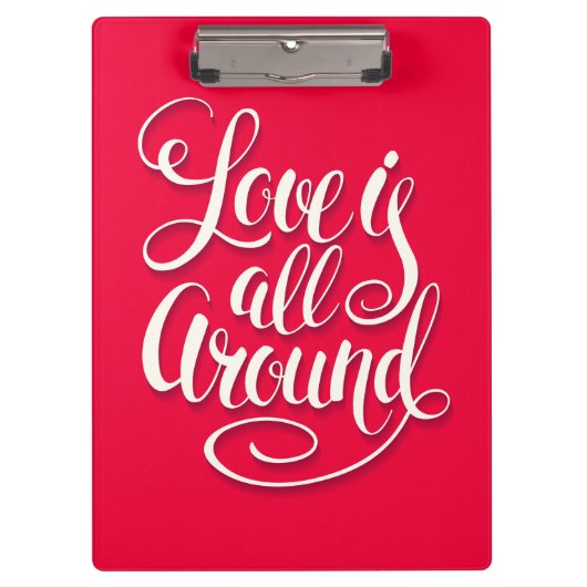 Liefde zit allemaal rond het script dat roze laat  klembord (Voorkant)