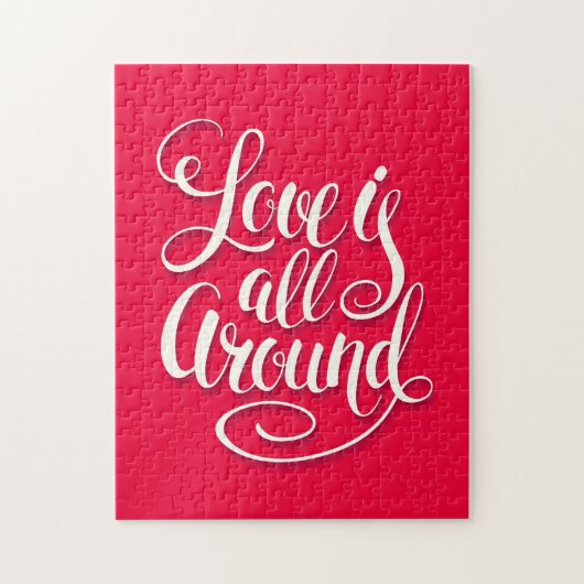 Liefde zit allemaal rond het script dat roze laat  legpuzzel (Verticaal)