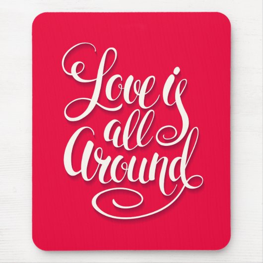 Liefde zit allemaal rond het script dat roze laat  muismat (Voorkant)