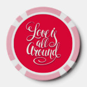 Liefde zit allemaal rond het script dat roze laat poker chips (Achterkant)