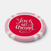 Liefde zit allemaal rond het script dat roze laat poker chips (Enkel)
