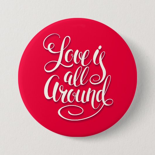 Liefde zit allemaal rond het script dat roze laat  ronde button 7,6 cm (Voorkant)