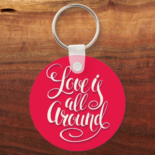 Liefde zit allemaal rond het script dat roze laat  sleutelhanger (Achterkant)