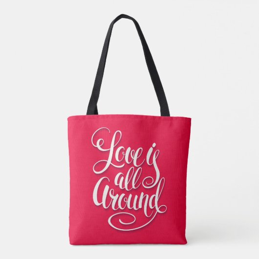 Liefde zit allemaal rond het script dat roze laat  tote bag (Achterkant)