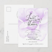 Liefde zit in bloei, eenvoudige moderne paarse dou uitnodiging briefkaart (Voorkant / Achterkant)