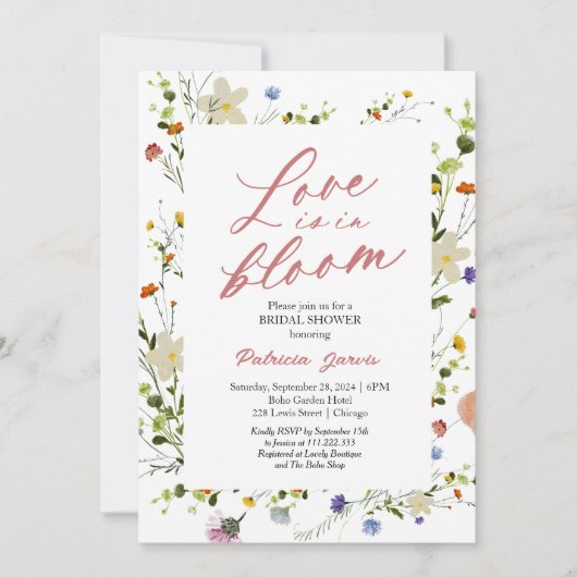 Liefde zit in bloei Vrijgezellenfeest Wildflower Kaart (Voorkant)