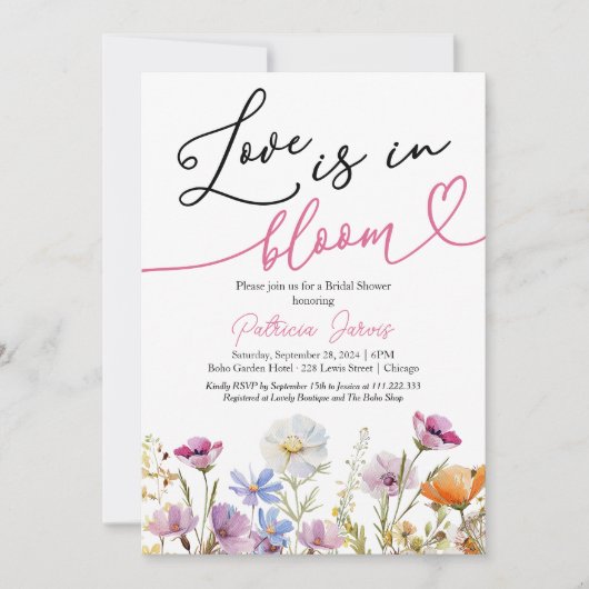 Liefde zit in bloei Vrijgezellenfeest Wildflower Kaart (Voorkant)