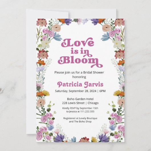 Liefde zit in bloei Vrijgezellenfeest Wildflower Kaart (Voorkant)