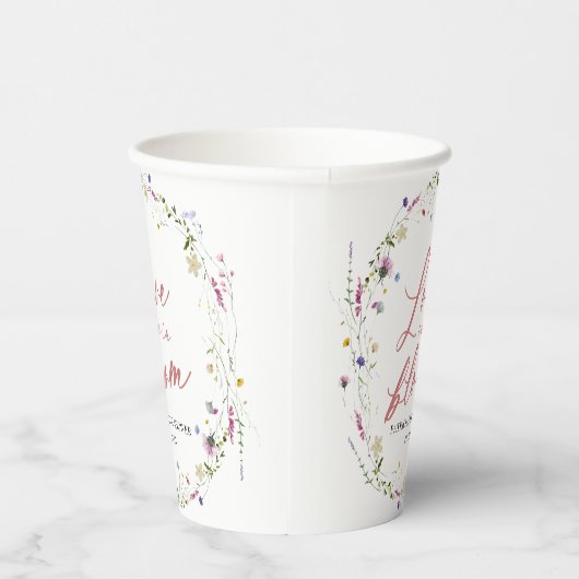 Liefde zit in bloei Vrijgezellenfeest Wildflower Papieren Bekers (Rechts)