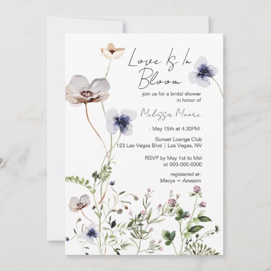 Liefde zit in bloem, Bridal Shower nodiging Kaart (Voorkant)