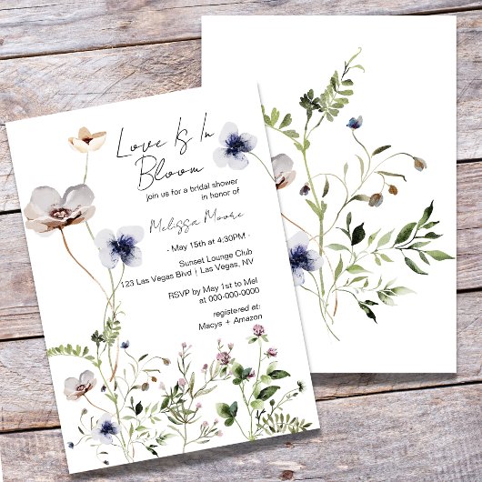 Liefde zit in bloem, Bridal Shower nodiging Kaart