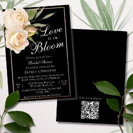 Liefde zit in Bloom White Roses Black Vrijgezellen Kaart