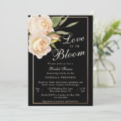 Liefde zit in Bloom White Roses Black Vrijgezellen Kaart (Staand voorkant)