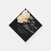 Liefde zit in Bloom White Roses Black Vrijgezellen Servet (Hoek)