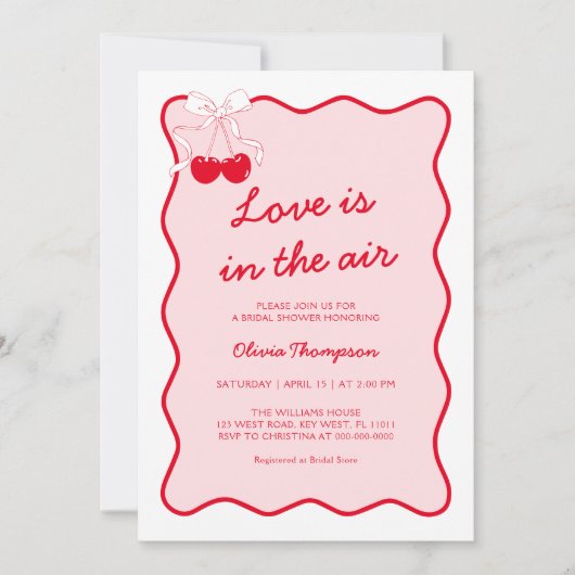 Liefde zit in de Air Bridal Shower Invitation Kaart (Voorkant)