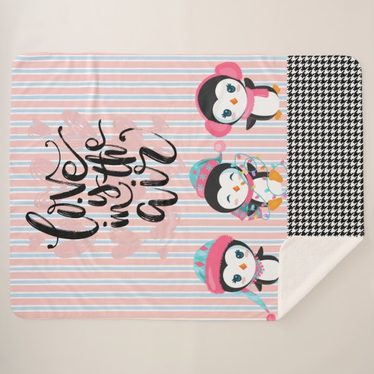 Liefde zit in de Air Penguin Pset Blanket Sherpa Deken (Voorkant (horizontaal))