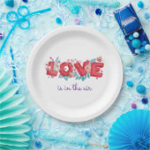 Liefde zit in de Air Waterverf Typografie Papieren Bordje (Feest)