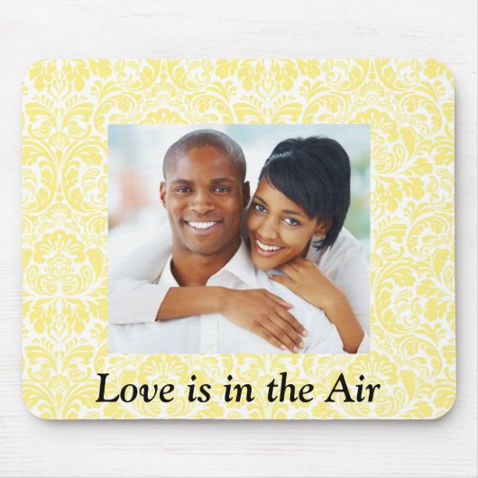 Liefde zit in de Air yellow Damask Photo Mousepad Muismat (Voorkant)