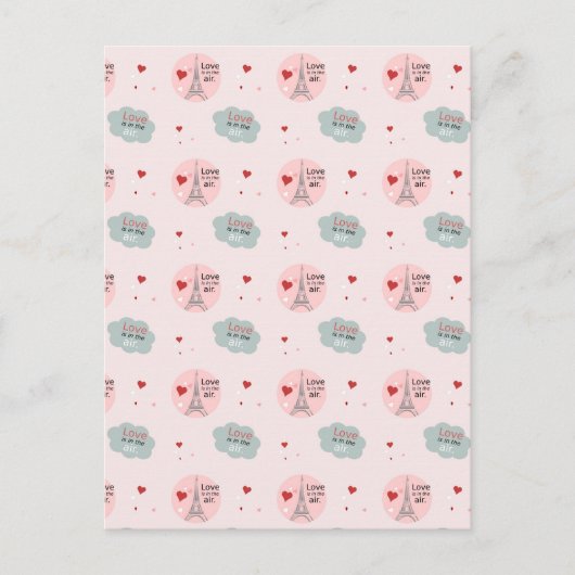 Liefde zit in de eiffeltoren en het hartenpatroon briefkaart (Voorkant)