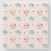 Liefde zit in de eiffeltoren en het hartenpatroon stenen onderzetter (Voorkant)