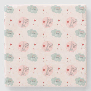 Liefde zit in de eiffeltoren en het hartenpatroon stenen onderzetter