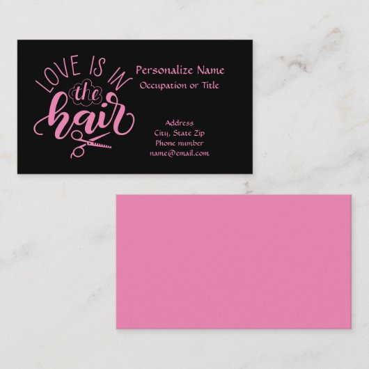 Liefde zit in de haarste schoonheidsspecialist Hai Visitekaartje (Voorkant / Achterkant)