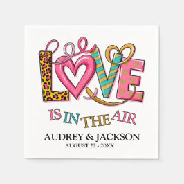Liefde zit in de lucht bruiloft servet