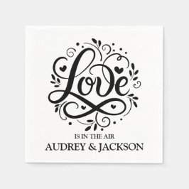 Liefde zit in de lucht bruiloft servet