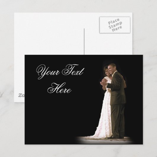 Liefde zit in de lucht, het eerste paar dansen briefkaart (Voorkant / Achterkant)