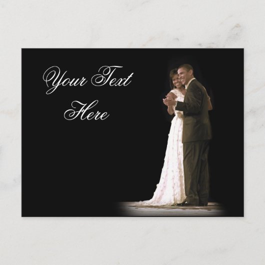 Liefde zit in de lucht, het eerste paar dansen briefkaart (Voorkant)