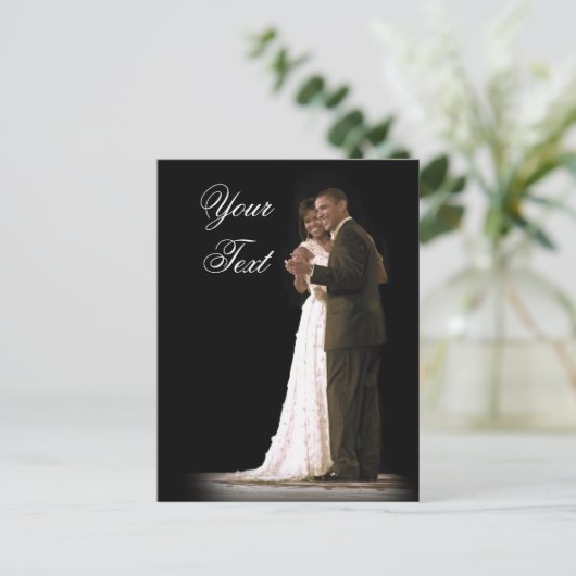 Liefde zit in de lucht, het eerste paar dansen briefkaart (Staand voorkant)