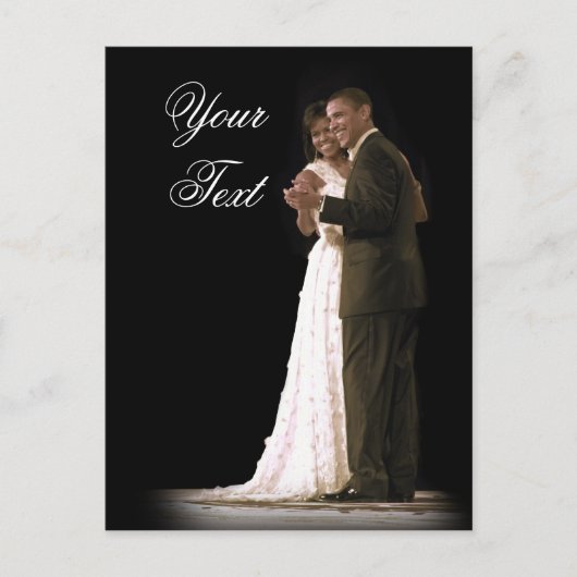 Liefde zit in de lucht, het eerste paar dansen briefkaart (Voorkant)