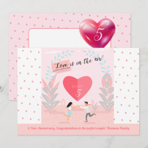 "Liefde zit in de lucht!" Jubileum met versiering Kaart