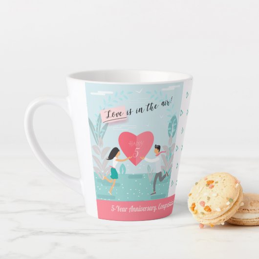 "Liefde zit in de lucht!" Jubileum met versiering Latte Mok (In situ)