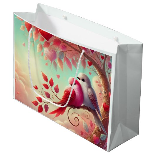 Liefde zit in de lucht, lieve vogels groot cadeauzakje (Voorkant Gekanteld)