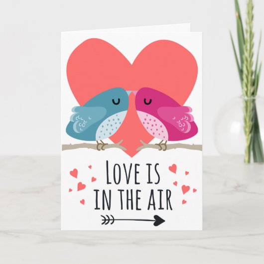 "Liefde zit in de lucht" met mooie vogeltjes Valen Kaart (Voorkant)