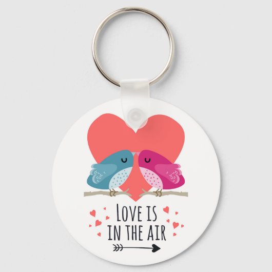 Liefde zit in de lucht met schattige cartoon vogel sleutelhanger (Voorkant)