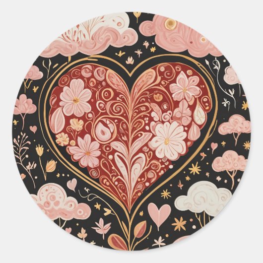 Liefde zit in de lucht ronde sticker (Voorkant)