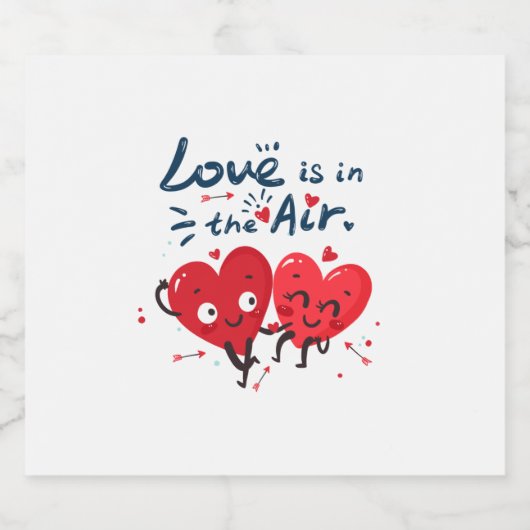 Liefde zit in de lucht sparkling wijnetiket (Enkel label)