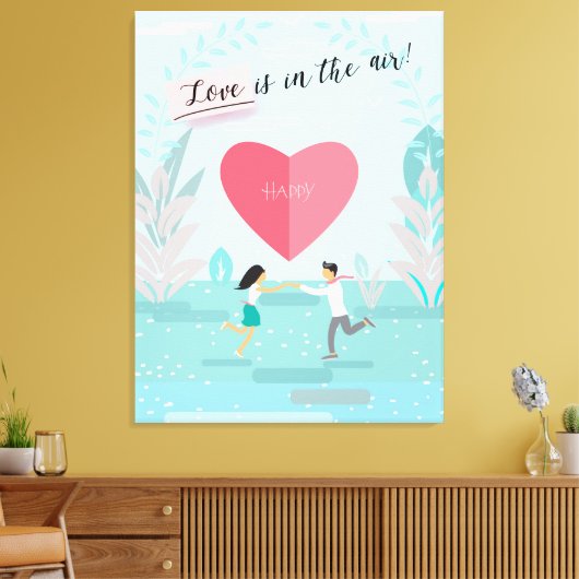 "Liefde zit in de lucht!" Vernoemd paar Modern Canvas Afdruk (Insitu (Woonkamer))