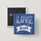 Liefde zit in de lucht vierkante button 5,1 cm (Voorkant /achterkant)