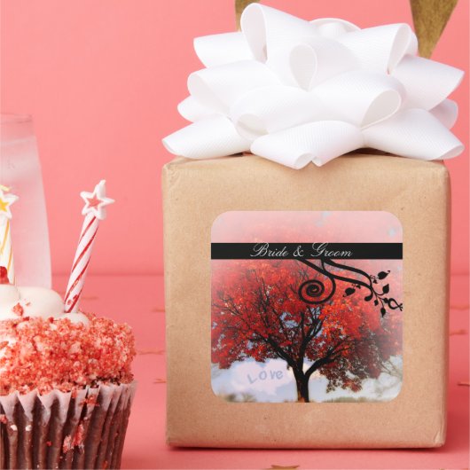 Liefde zit in de lucht... vierkante sticker (Feest)