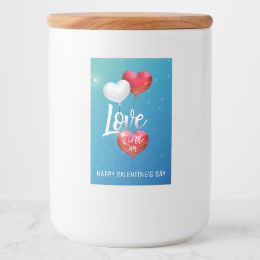 Liefde zit in de luchtballonnen - voedsellabel voedselcontainer etiket (Voorkant)